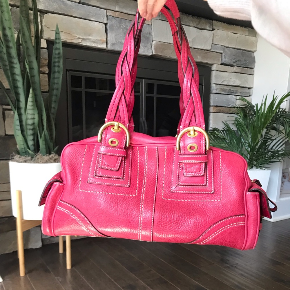 Coach Mia Vintage Leather Shoulder Bag 10048 Y2K 2006, Rare Pink, Braided Strap - Picture 5 of 16